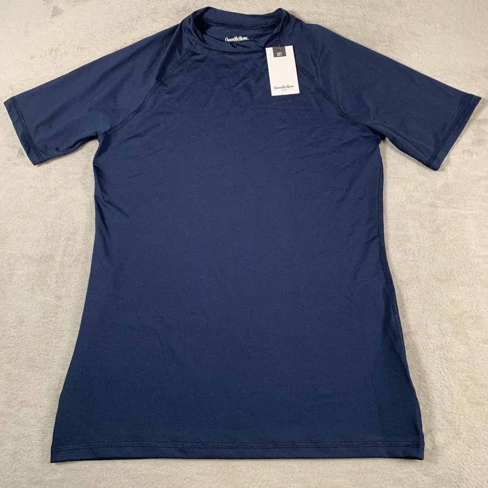 Goodfellow Shirt Mens Small Navy‎ Blue UPF 50+ Quick Dry Swim Tee Rash Guard NEW